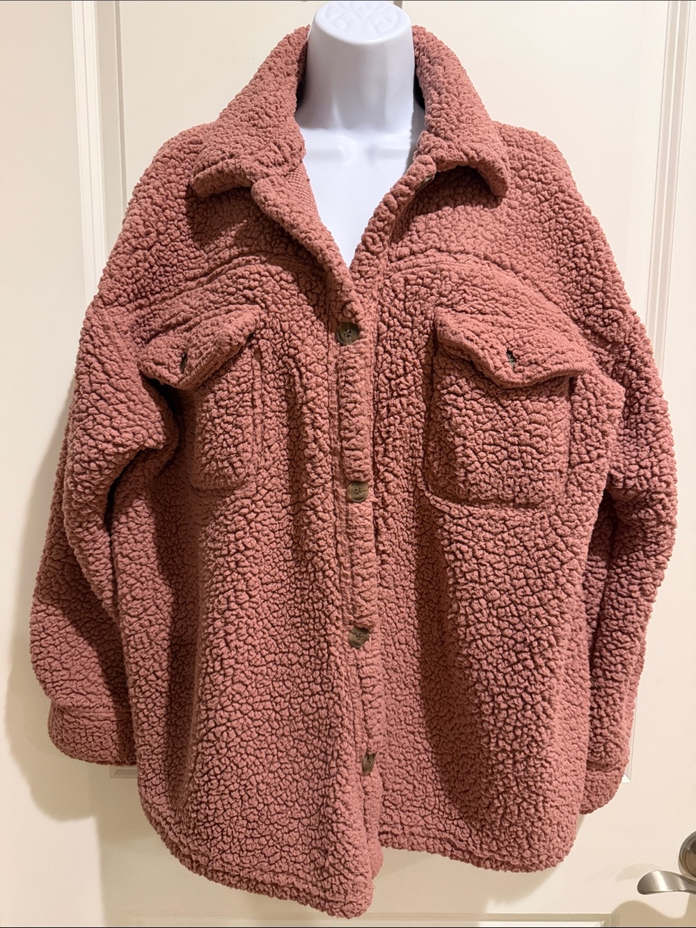 32 Degrees Teddy Fleece Shacket - Dusty Rose
